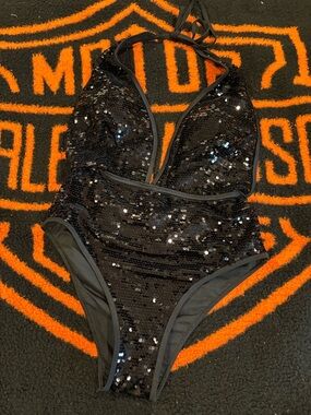 Juicy Couture Black Sequin One-Piece Swimsuit